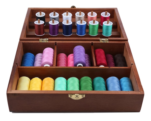 Kolorowe nici w pudełku